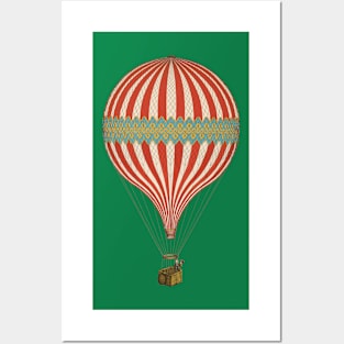 Colorful Steampunk Retro Hot Air Balloon Posters and Art